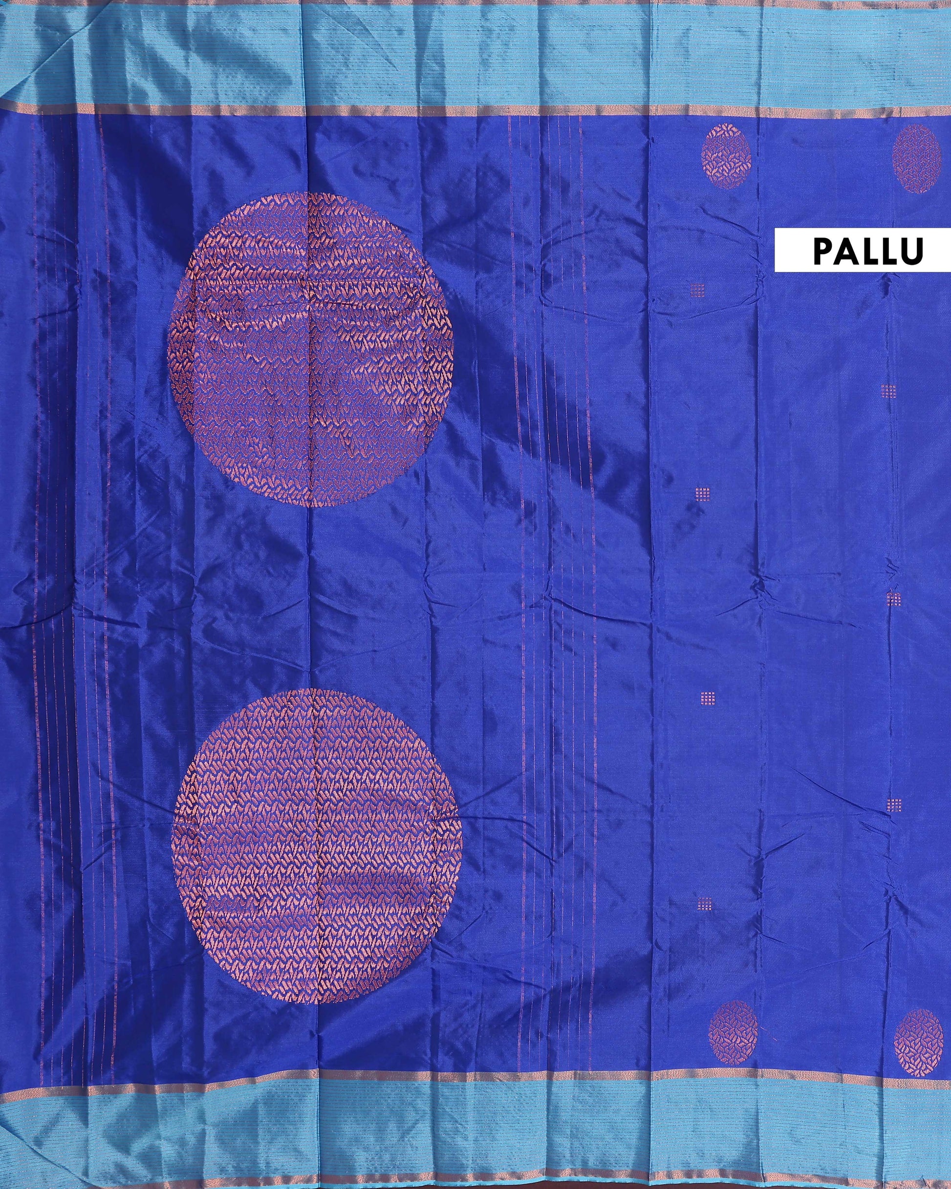 Traditional Soft Silk Saree with Woven Butta and Contrast Zari Border - Blue