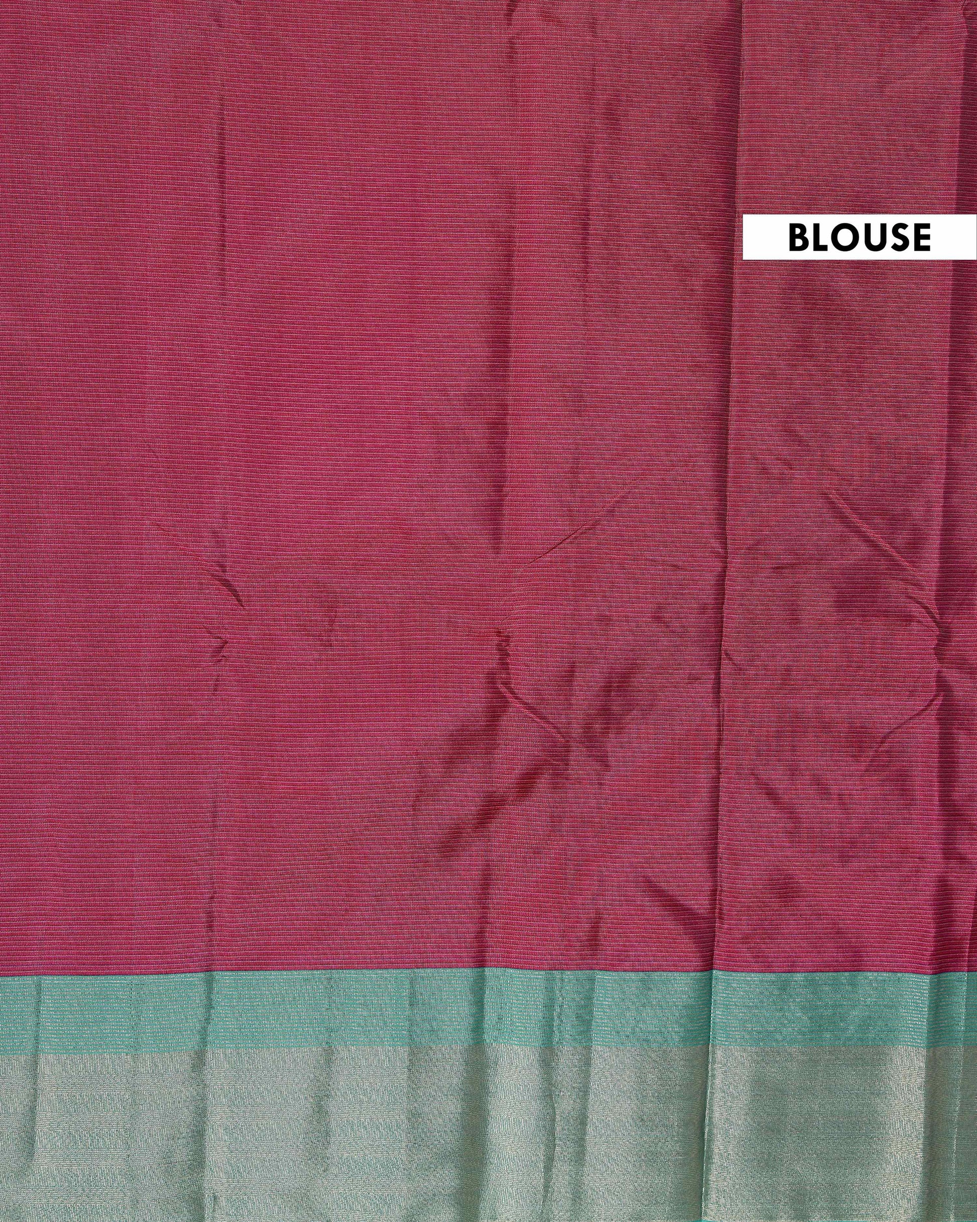 Traditional Soft Silk Saree with Woven Buttas and a Rich Zari Border - Maroon-Blouse