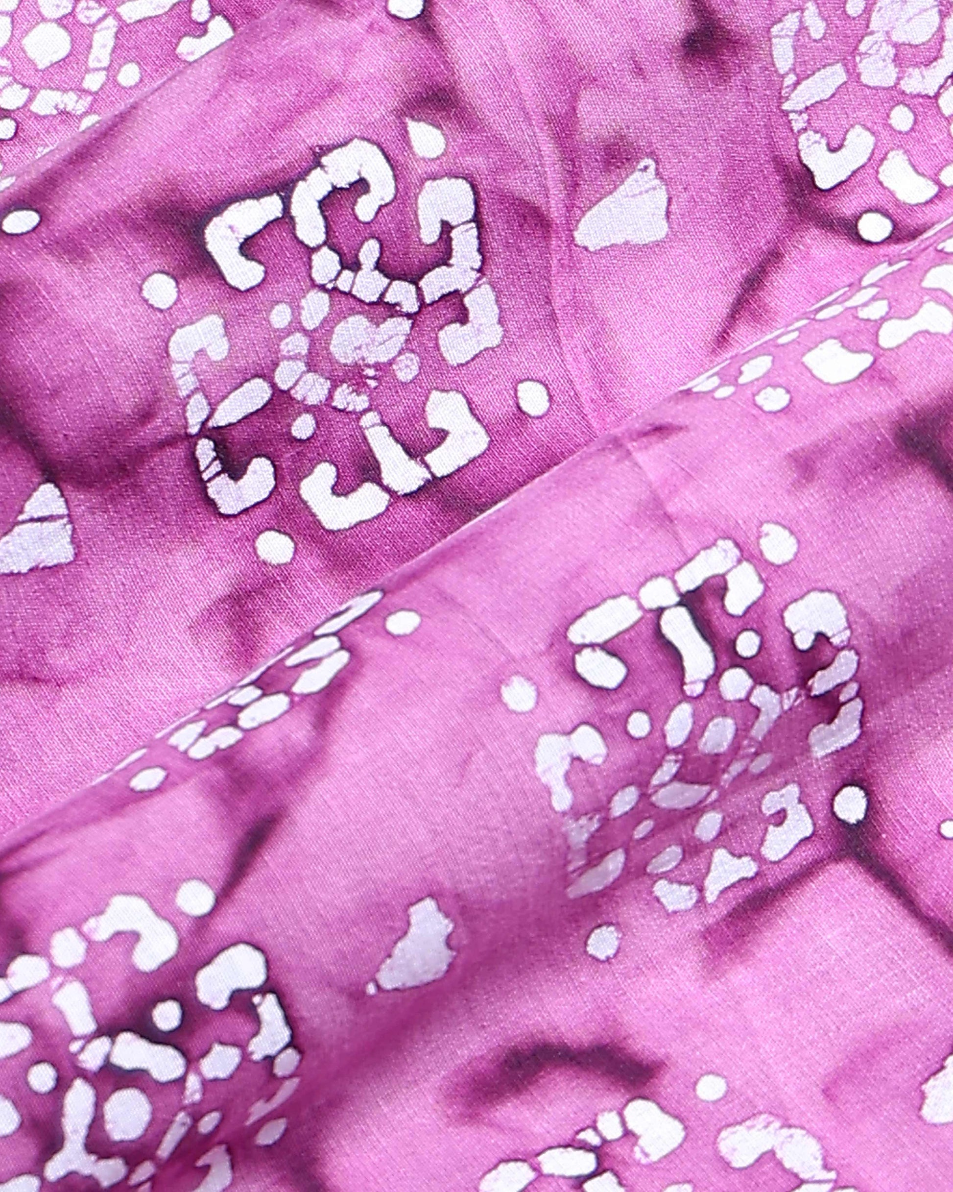 Traditional Square Motif Batik Printed Cotton 1 Meter Blouse Material for Women - Pink