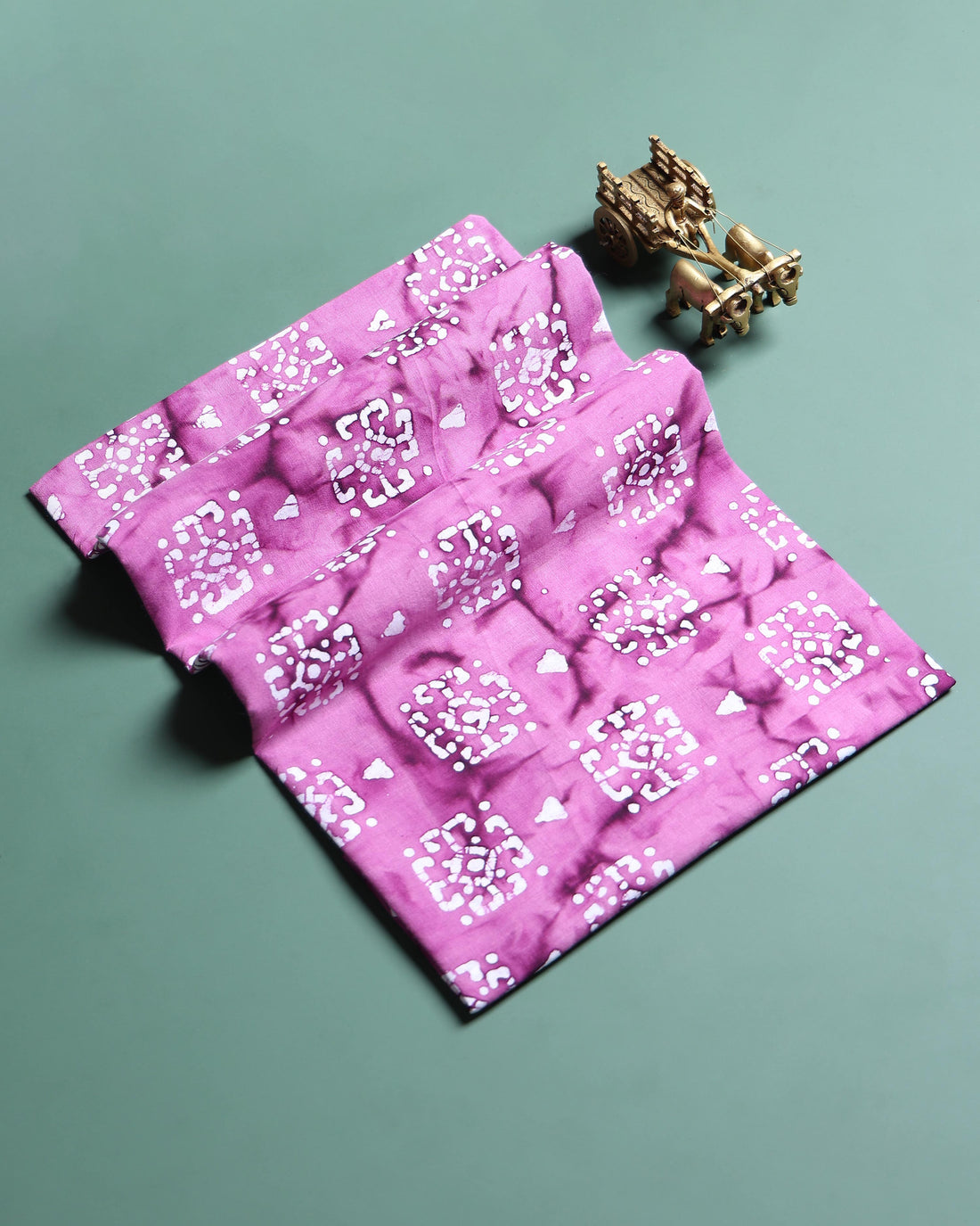 Traditional Square Motif Batik Printed Cotton 1 Meter Blouse Material for Women - Pink