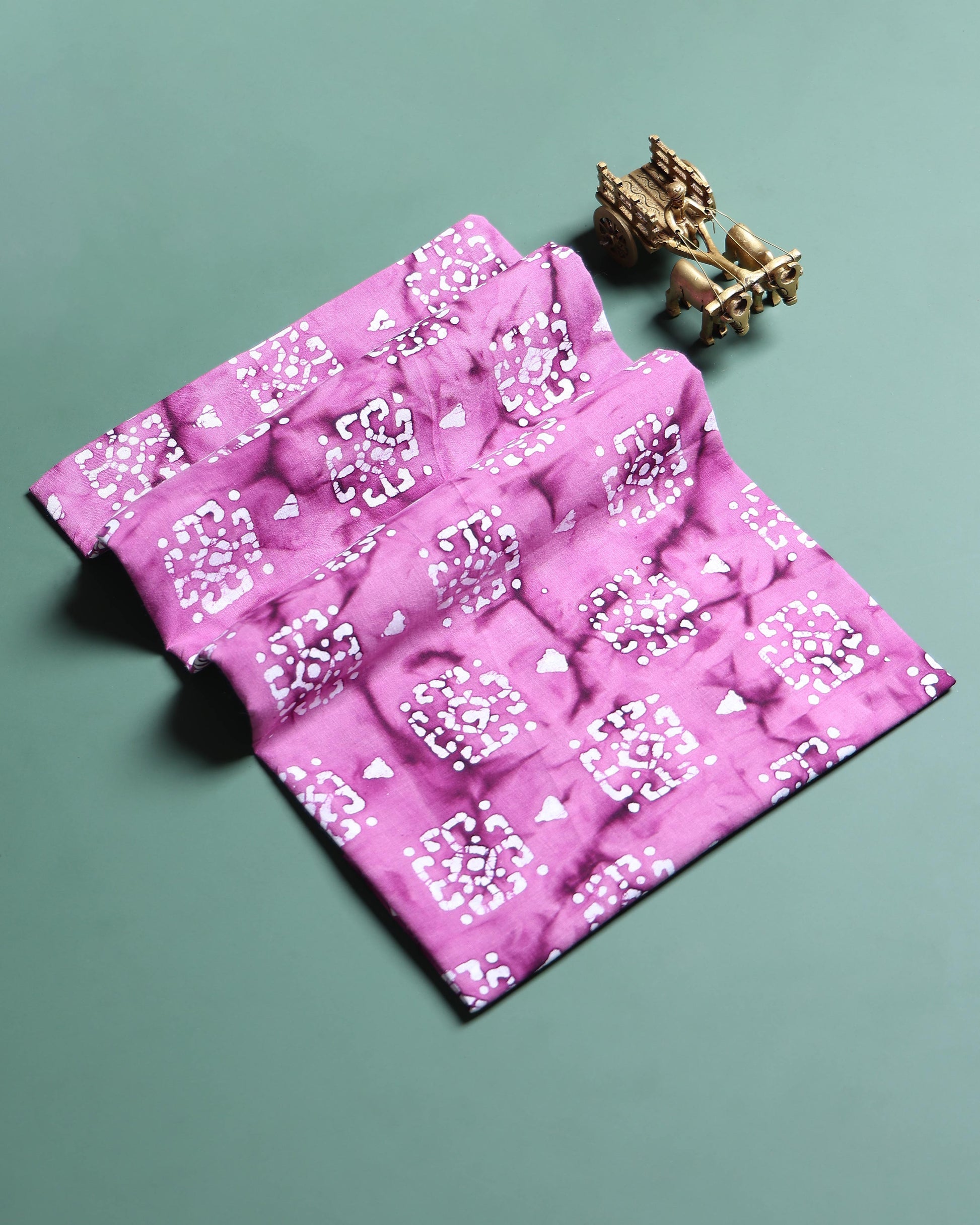 Traditional Square Motif Batik Printed Cotton 1 Meter Blouse Material for Women - Pink