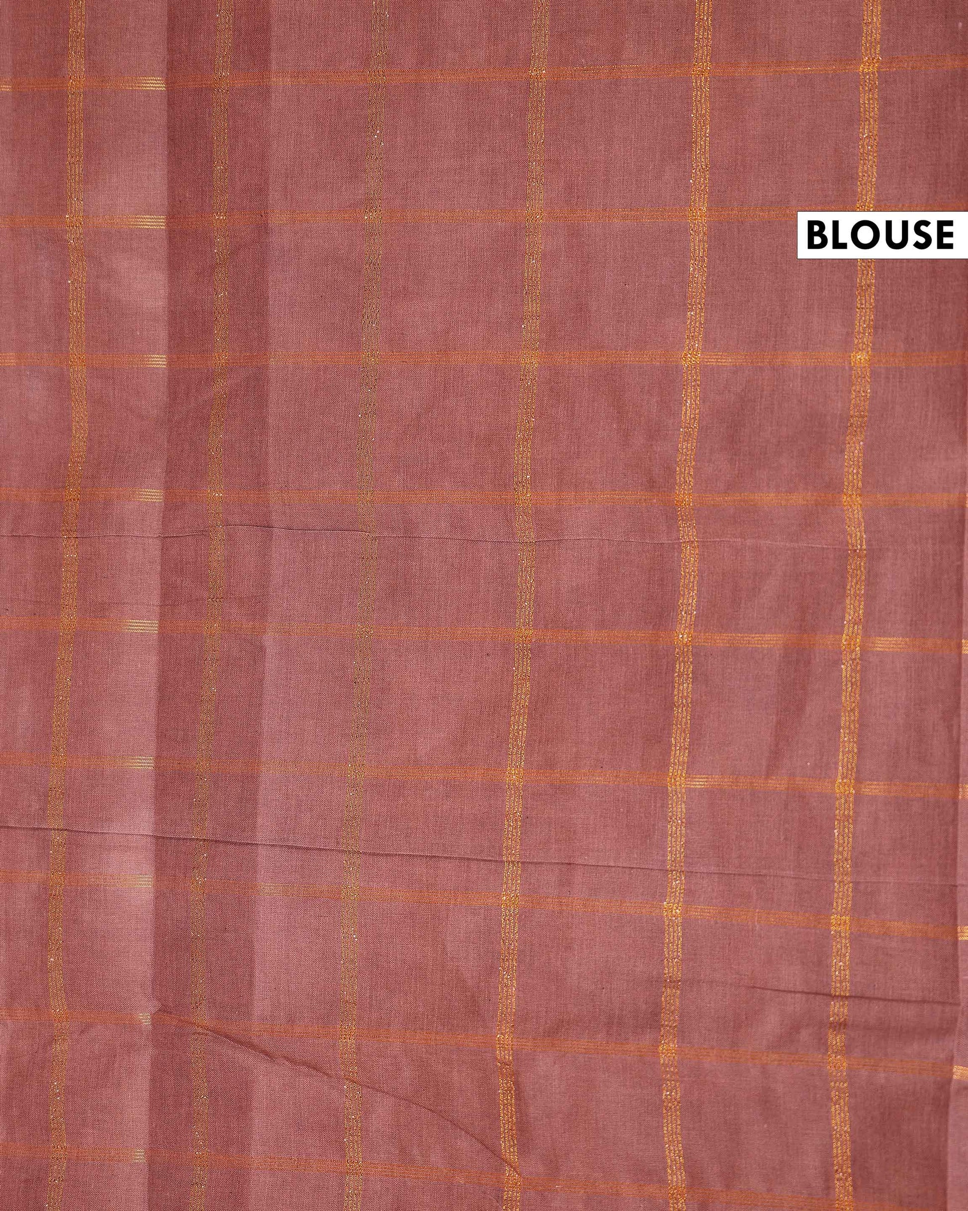 Traditional Sungudi Cotton Handloom Saree with Zari Checked Pattern and Contrast Border - Navy Blue