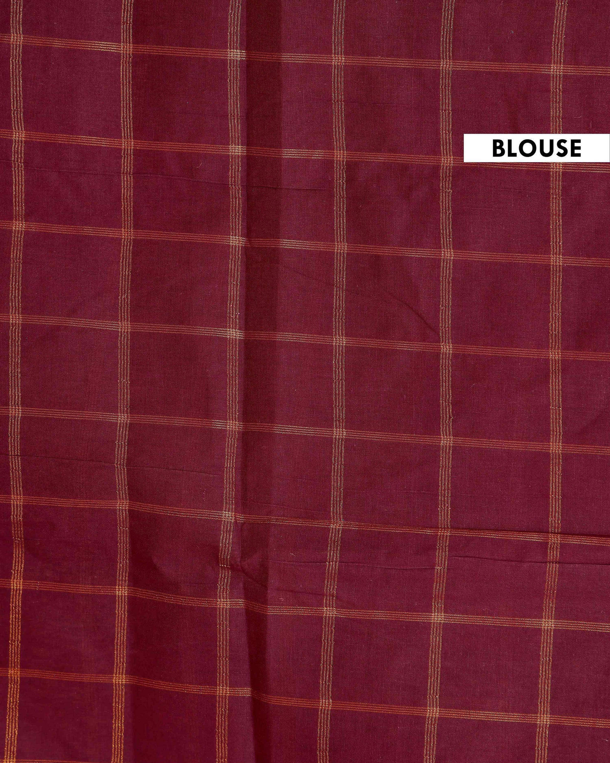Traditional Sungudi Cotton Handloom Saree with Zari Checked Pattern and Contrast Border - Peach