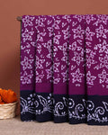 Traditional Sungudi Cotton Saree with All-Over Floral Motifs and Intricate Border - Purple