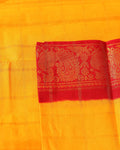 Traditional Sungudi Cotton Saree with Bold Checked Pattern and Intricate Peacock Zari Border - Yellow