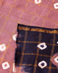 Traditional Sungudi Cotton Saree with Check Pattern and Bandhani Dots  - Onion Pink