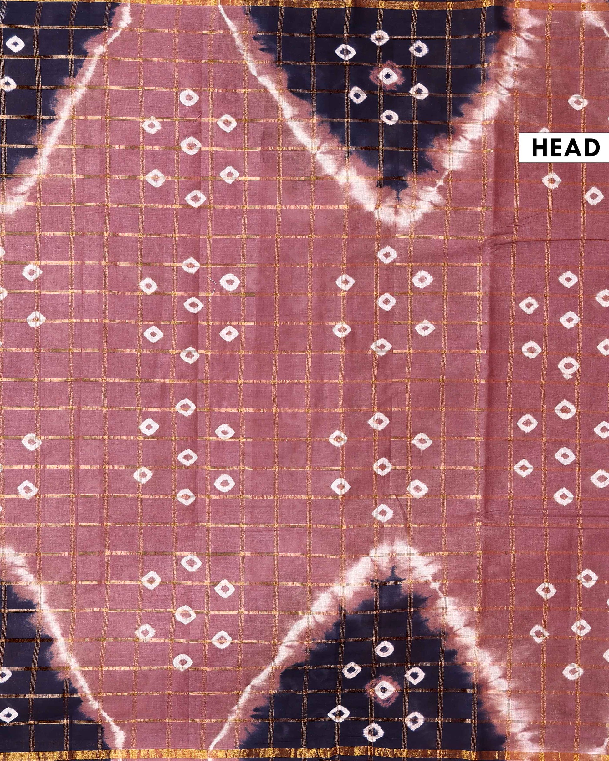 Traditional Sungudi Cotton Saree with Check Pattern and Bandhani Dots  - Onion Pink