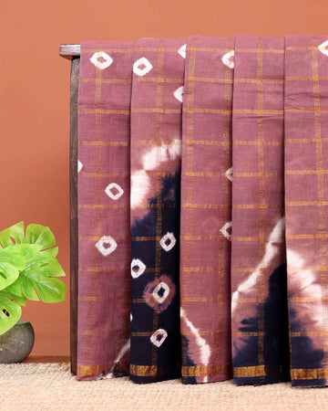 Traditional Sungudi Cotton Saree with Check Pattern and Bandhani Dots  - Onion Pink