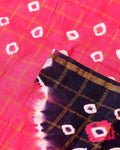 Traditional Sungudi Cotton Saree with Check Pattern and Bandhani Dots  - Pink