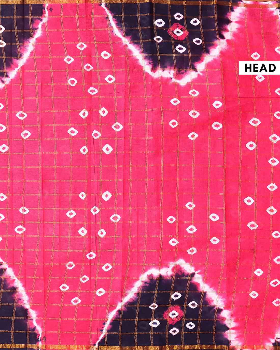 Traditional Sungudi Cotton Saree with Check Pattern and Bandhani Dots  - Pink