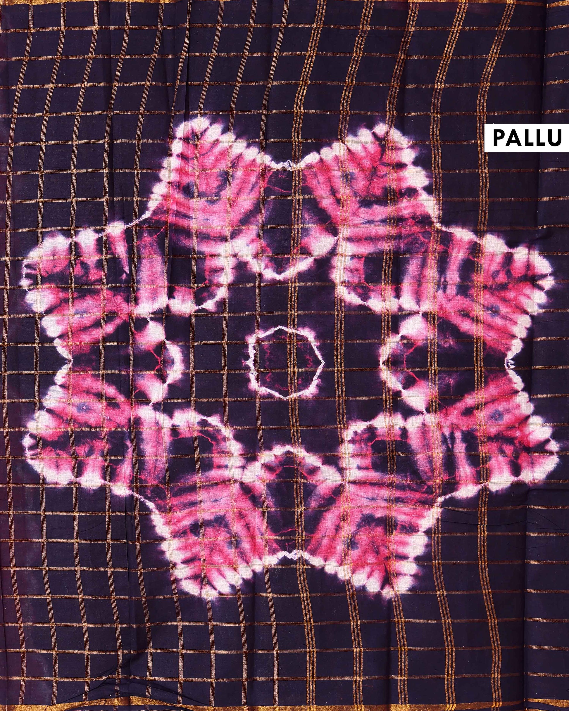 Traditional Sungudi Cotton Saree with Check Pattern and Bandhani Dots  - Pink