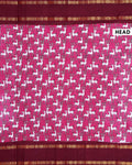 Traditional Sungudi Cotton Saree with Distinctive Animal Pattern and Embellished - Pink