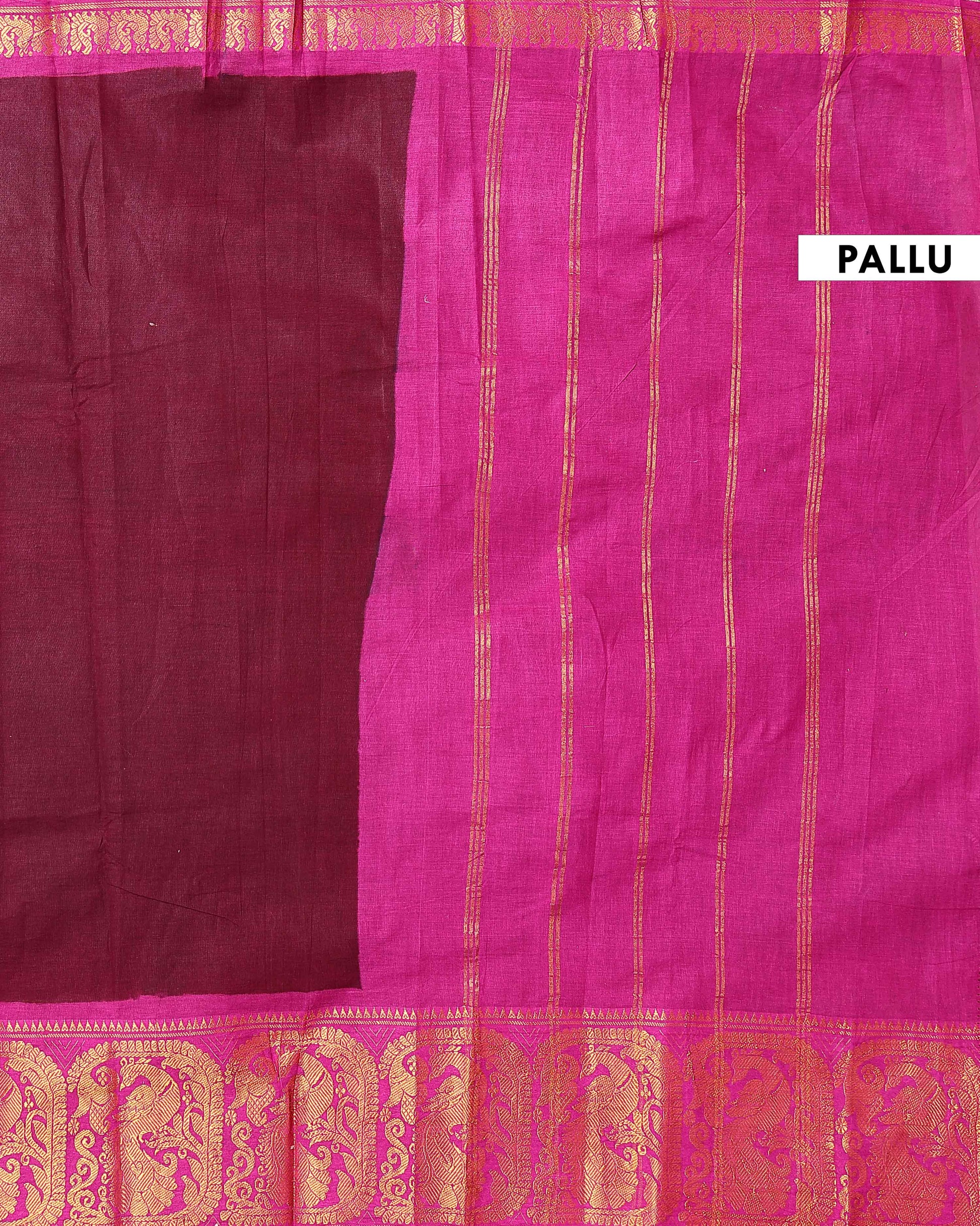 Traditional Sungudi Cotton Saree with Elegant Peacock Zari Border and Plain Body Design - Maroon