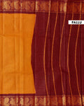 Traditional Sungudi Cotton Saree with Fine Checked Weave and Contrasting Zari Peacock Border - Mustard