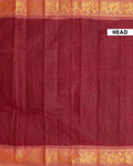Traditional Sungudi Cotton Saree with Fine Checked Weave and Ornate Zari Floral Border - Maroon