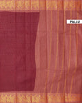 Traditional Sungudi Cotton Saree with Fine Checked Weave and Ornate Zari Floral Border - Maroon