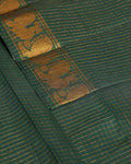 Traditional Sungudi Cotton Saree with Rich Peacock Zari Border and Checked Design - Green
