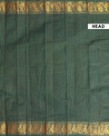 Traditional Sungudi Cotton Saree with Rich Peacock Zari Border and Checked Design - Green