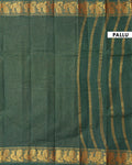 Traditional Sungudi Cotton Saree with Rich Peacock Zari Border and Checked Design - Green
