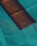 Traditional Sungudi Cotton Saree with Rich Peacock Zari Border and Checked Design - Teal