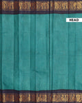 Traditional Sungudi Cotton Saree with Rich Peacock Zari Border and Checked Design - Teal