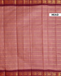 Traditional Sungudi Cotton Saree with Striped Body and Rich Zari Border - Brown