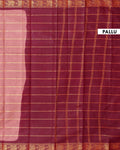 Traditional Sungudi Cotton Saree with Striped Body and Rich Zari Border - Brown