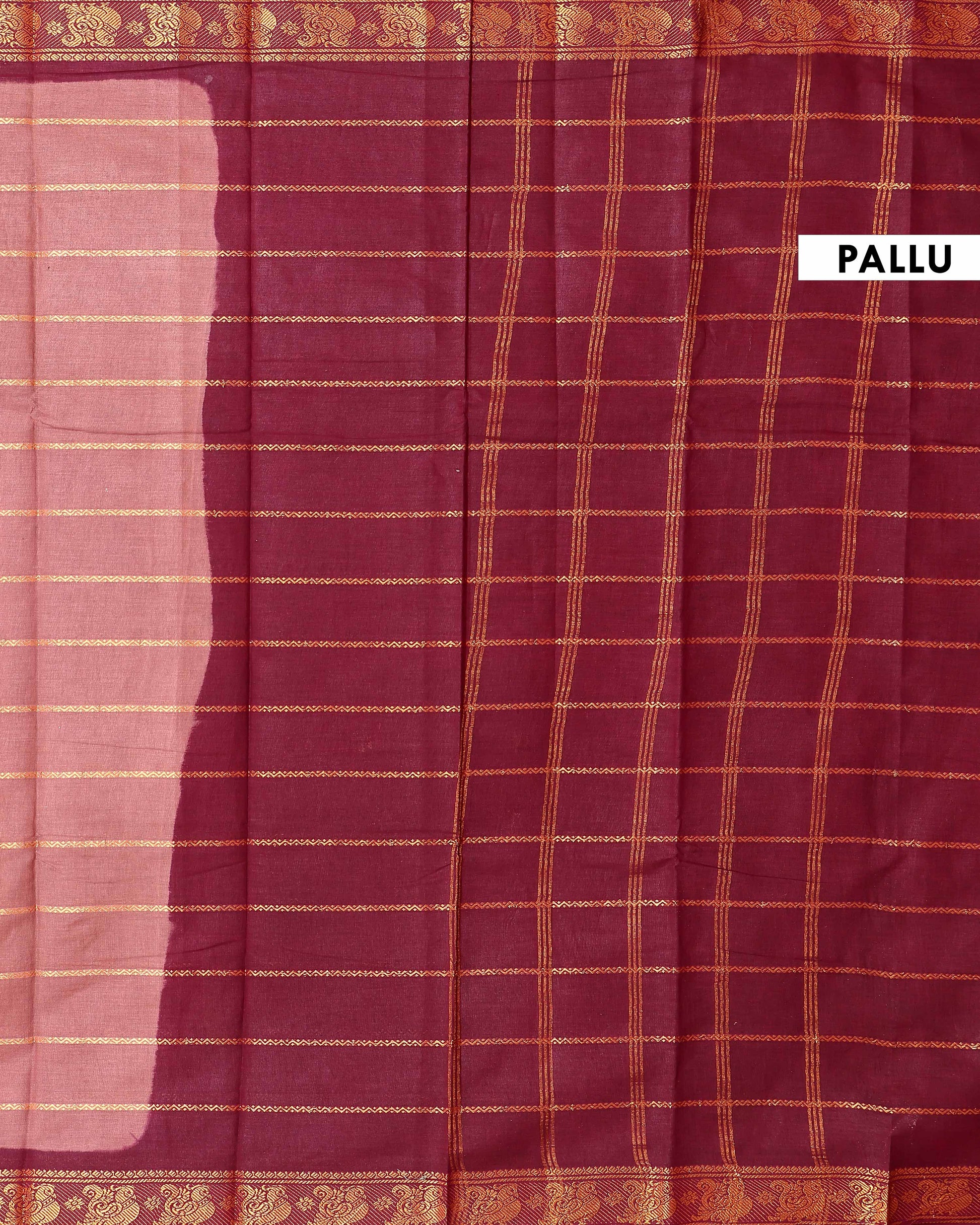 Traditional Sungudi Cotton Saree with Striped Body and Rich Zari Border - Brown