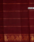Traditional Sungudi Cotton Saree with Striped Body and Rich Zari Border  - Light Brown