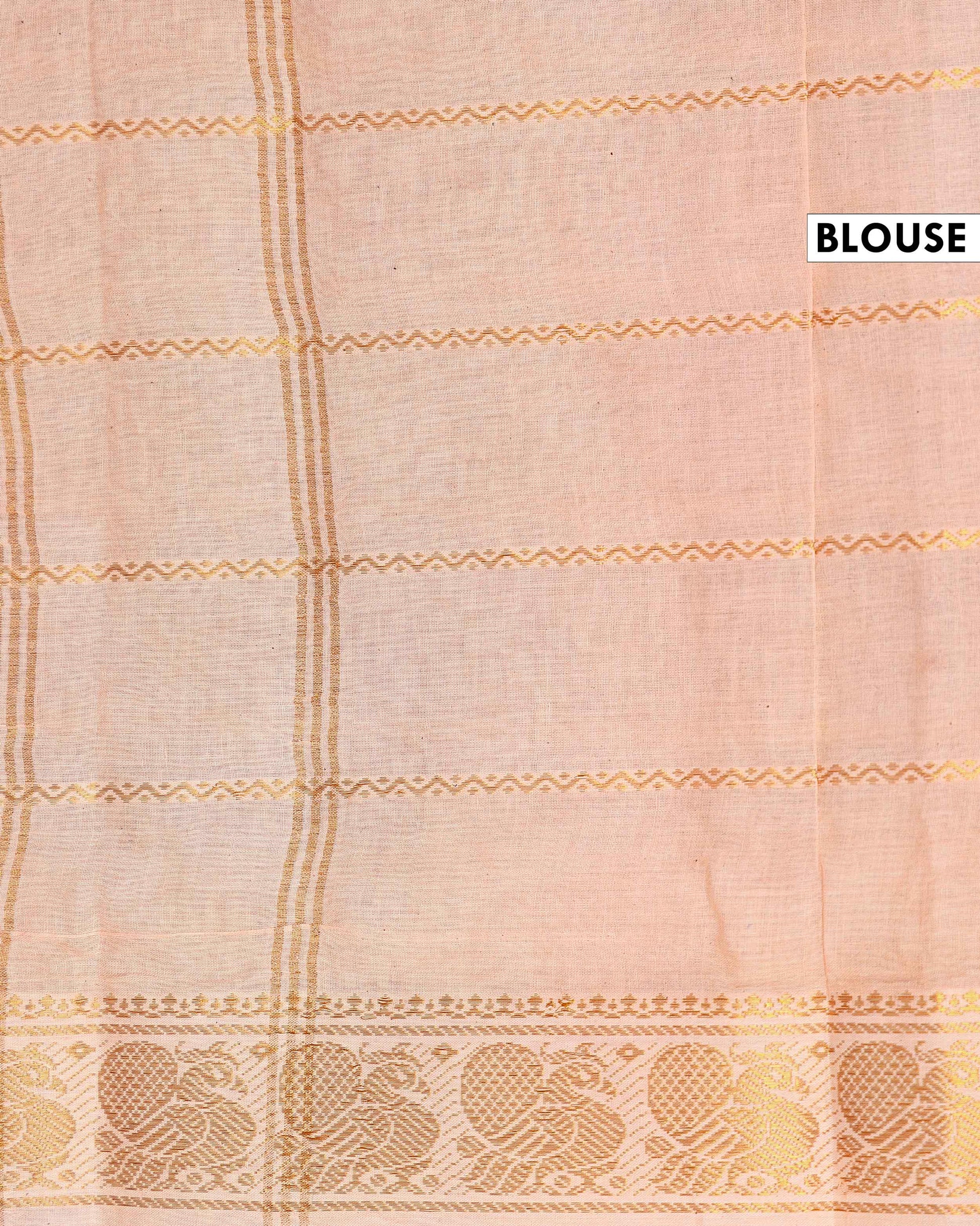 Traditional Sungudi Cotton Saree with Striped Body and Rich Zari Border  - Navy Blue