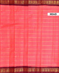 Traditional Sungudi Cotton Saree with Striped Body and Rich Zari Border  - Onion Pink-one