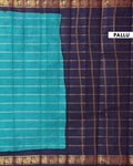 Traditional Sungudi Cotton Saree with Striped Body and Rich Zari Border  - Teal