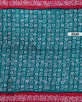 Traditional Sungudi Cotton Saree with Traditional Bandhani Body and Batik Border - Teal