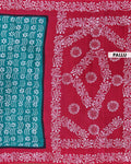 Traditional Sungudi Cotton Saree with Traditional Bandhani Body and Batik Border - Teal