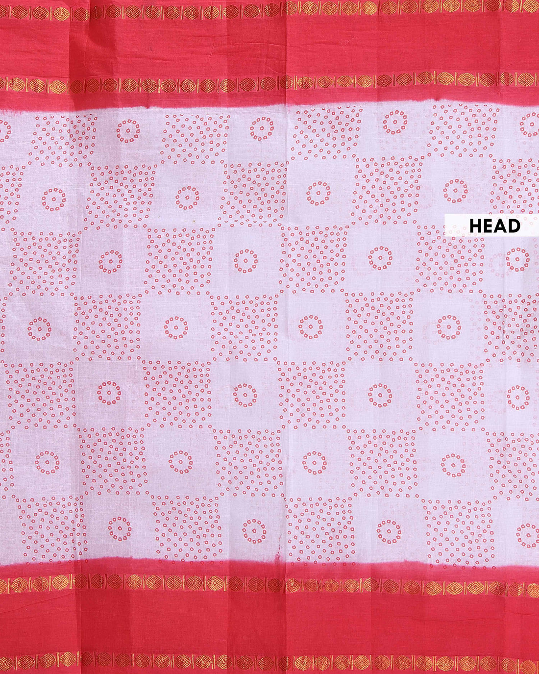 Traditional Sungudi Cotton Saree with Traditional Bandhani Motifs and Elegant Zari Border - White