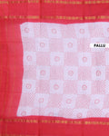 Traditional Sungudi Cotton Saree with Traditional Bandhani Motifs and Elegant Zari Border - White