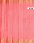 Traditional Sungudi Cotton Saree with Zari Check Weave and Intricate Zari Border - Peach