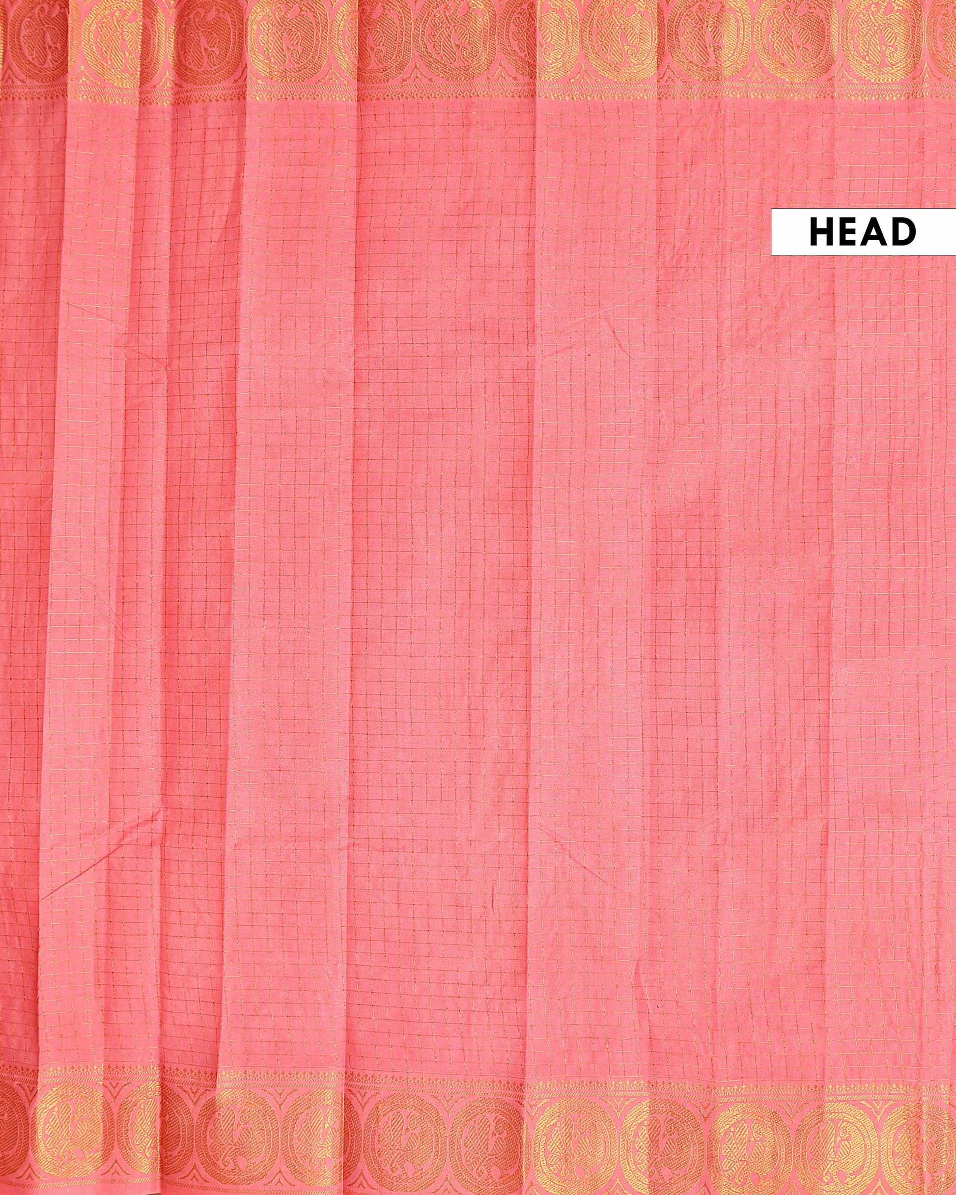 Traditional Sungudi Cotton Saree with Zari Check Weave and Intricate Zari Border - Peach