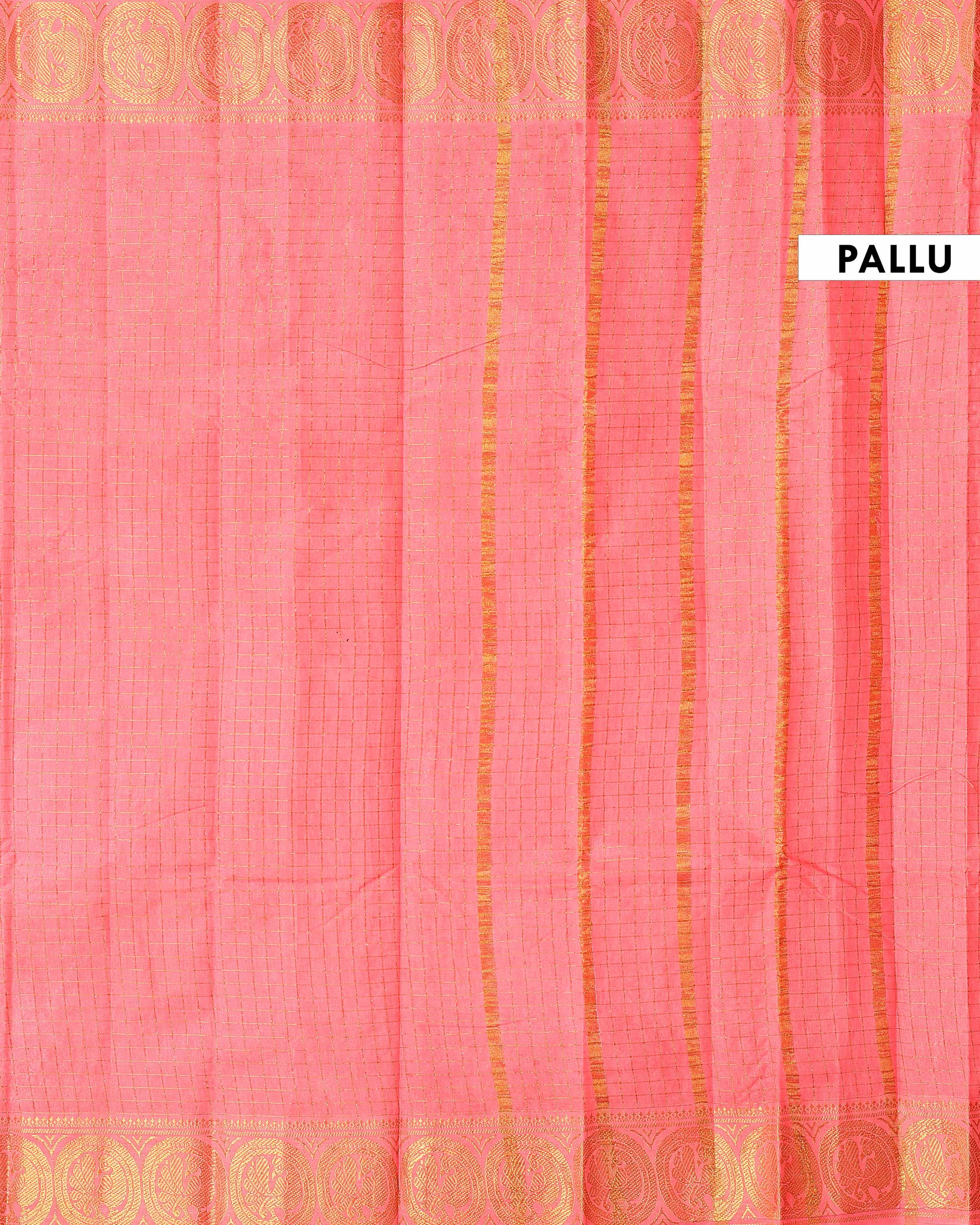 Traditional Sungudi Cotton Saree with Zari Check Weave and Intricate Zari Border - Peach