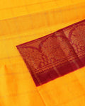 Traditional Sungudi Cotton Saree with Zari Checked Body and Intricate Peacock Motif Border - Yellow