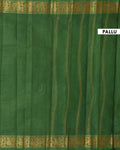 Traditional Sungudi Cotton Saree with Zari Checks and Peacock Motif Border - Green