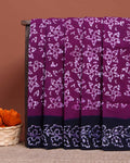 Traditional Sungudi Saree with Bold Abstract Floral Patterns and Contrasting Border - Purple