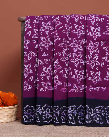 Traditional Sungudi Saree with Bold Abstract Floral Patterns and Contrasting Border - Purple