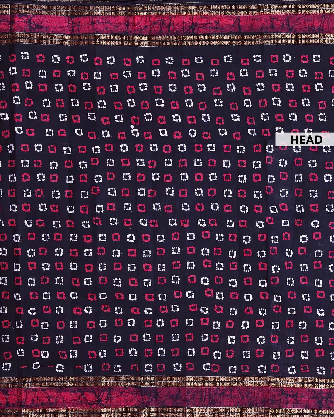 Traditional Traditional Sungudi Cotton Saree with Traditional Bandhani Square Motifs and Contrast Border - Black