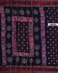 Traditional Traditional Sungudi Cotton Saree with Traditional Bandhani Square Motifs and Contrast Border - Black