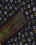 Traditional Traditional Sungudi Cotton Saree with Traditional Bandhani Square Motifs and Contrast Border - Dark Green