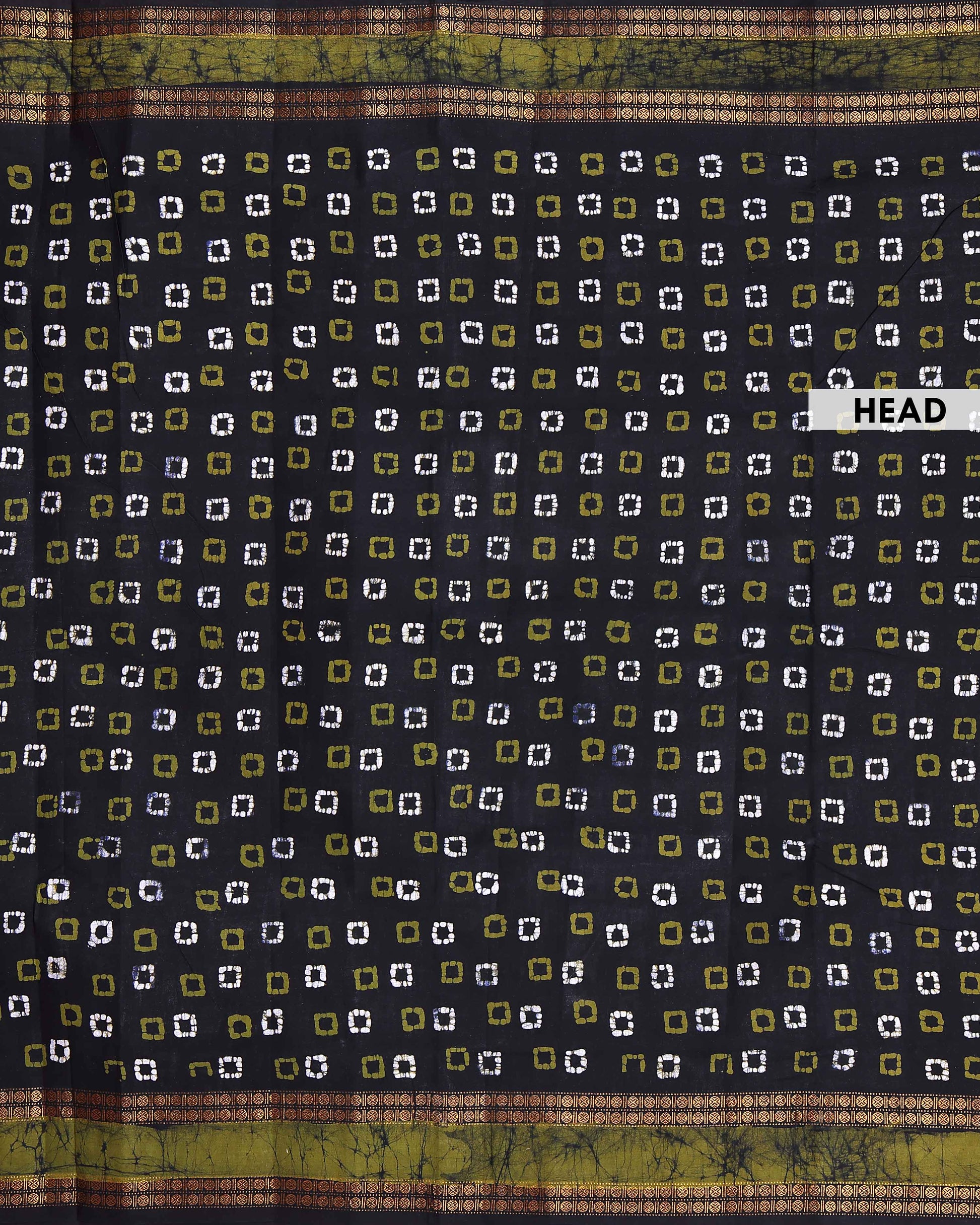 Traditional Traditional Sungudi Cotton Saree with Traditional Bandhani Square Motifs and Contrast Border - Dark Green