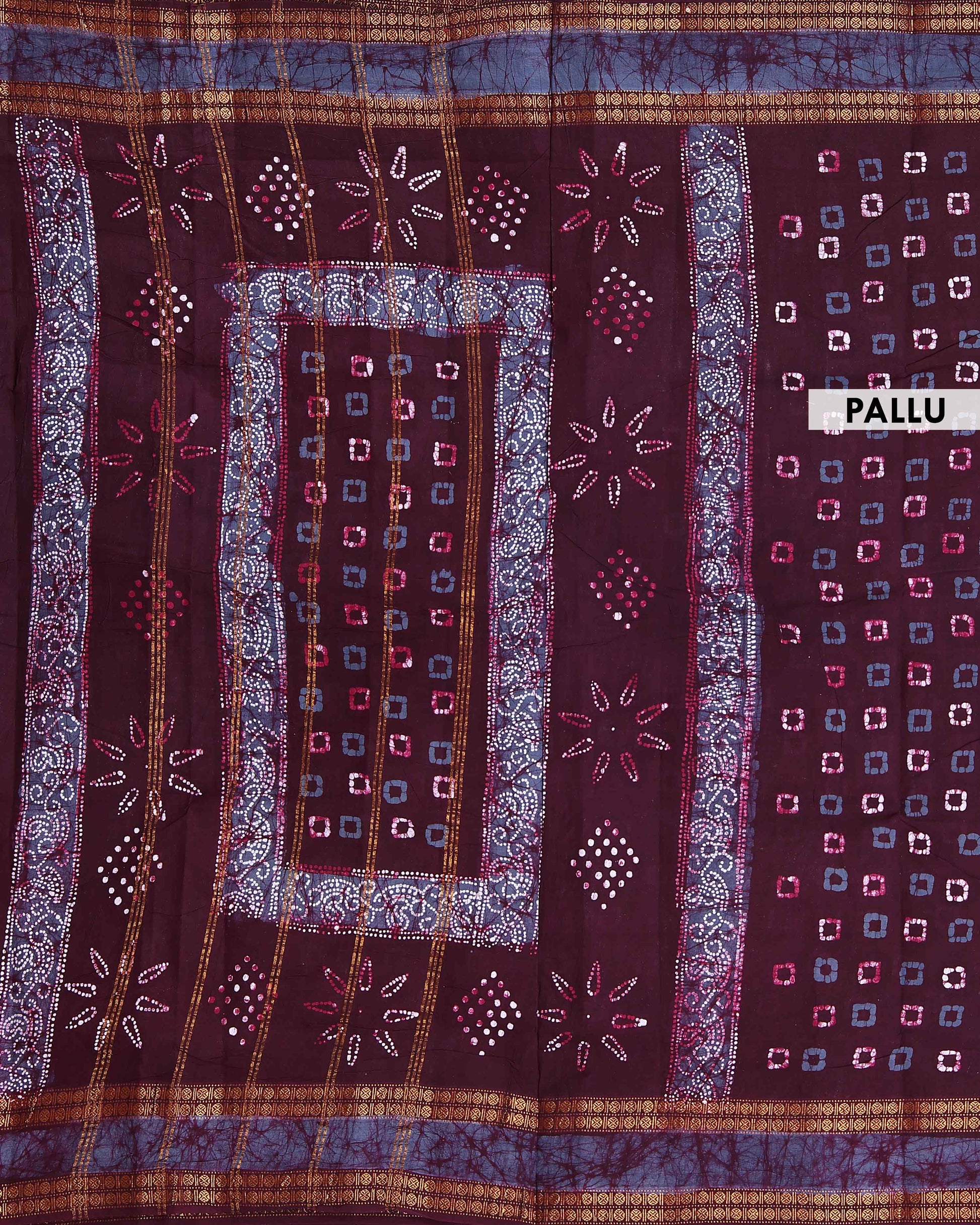 Traditional Traditional Sungudi Cotton Saree with Traditional Bandhani Square Motifs and Contrast Border - Purple