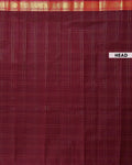 Traditional Venkatagiri Handloom Cotton Saree with Subtle Line Checks and Traditional Zari Woven Border - Maroon