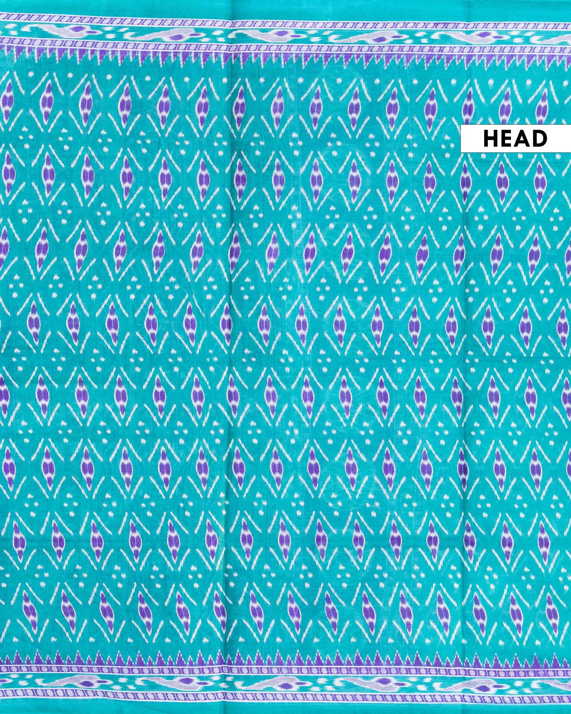 Traditional Voile Cotton Saree with All Over Ikkat Motifs and Zari Woven Border - Blue